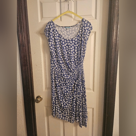 Anthropologie Leifnotes Blue and White Print Dress Large - Picture 5 of 8